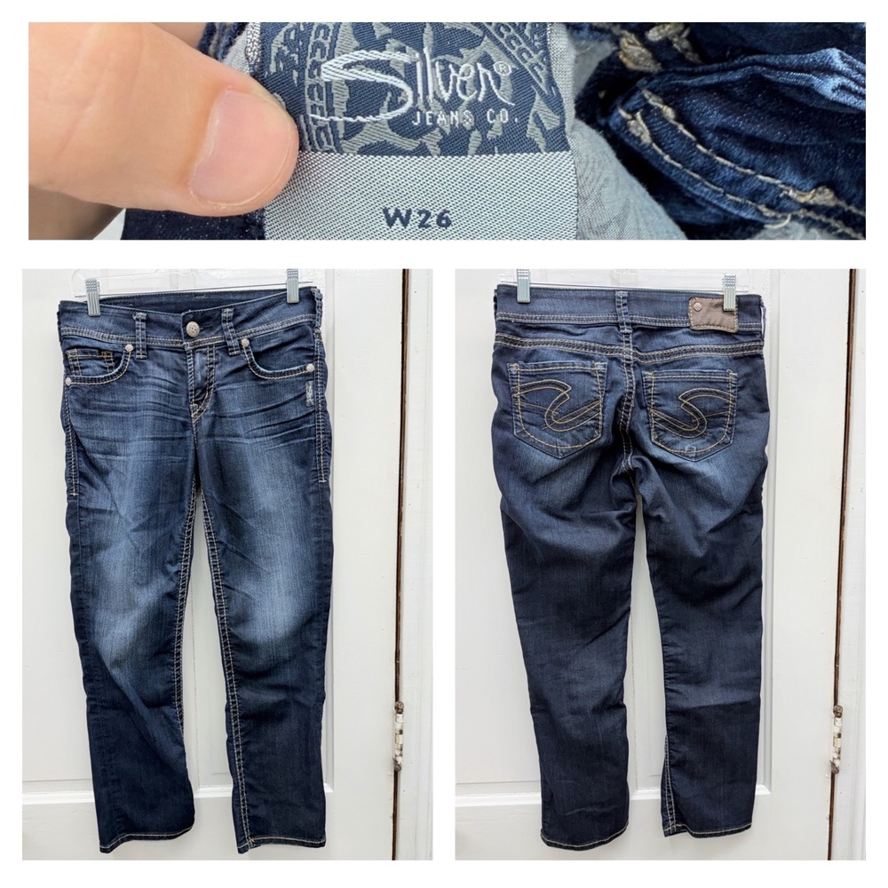 Silver Jeans Co Suki Womens 26 Thick‎ Stitch Denim Jean Capri L40165SR452